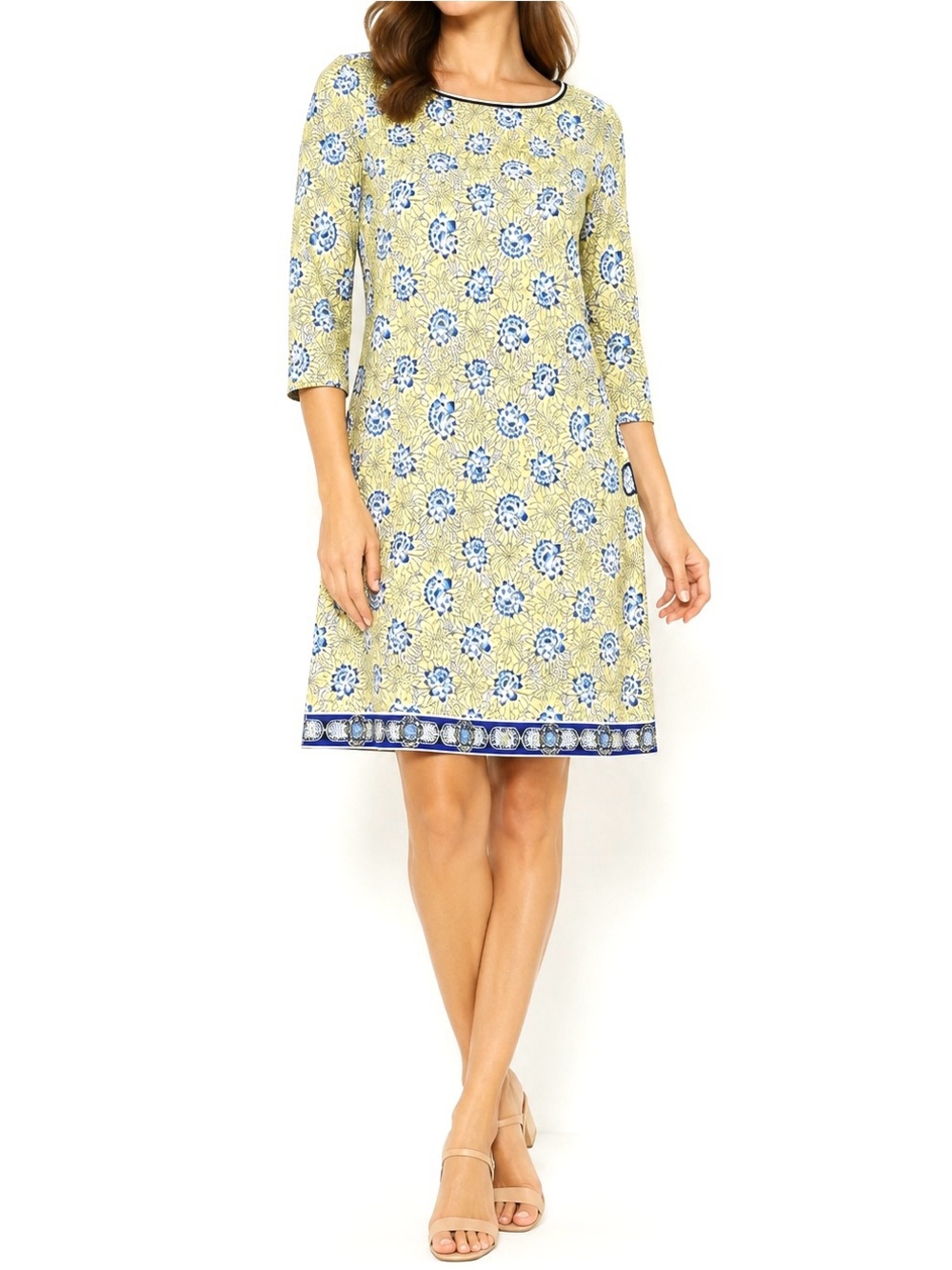 Max Studio yellow floral print dress Knee length Size XS Casual Lightweight